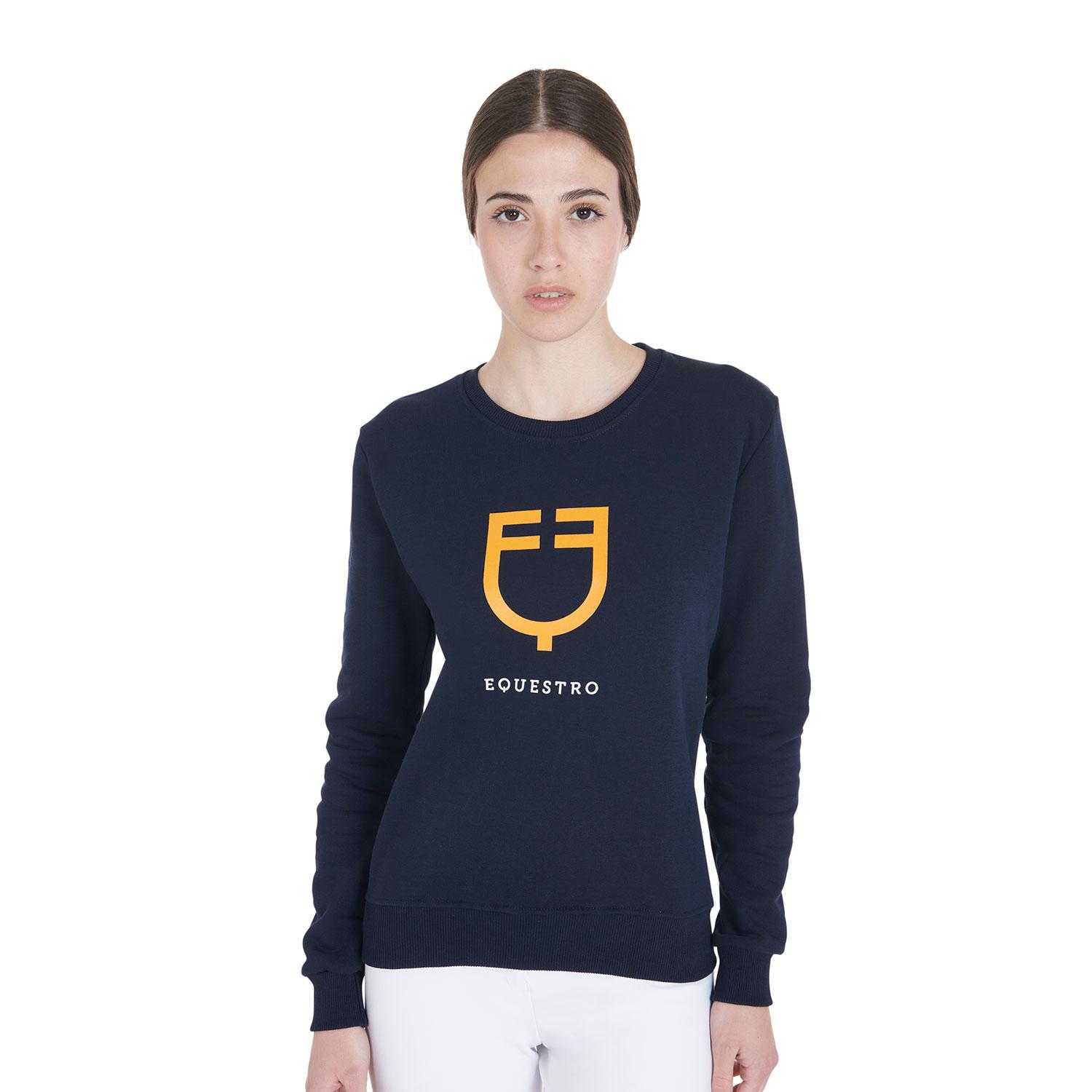 EQUESTRO WOMEN S CREWNECK SWEATSHIRT WITH CENTRAL LOGO NAVY