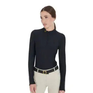Топ с длинным рукавом EQUESTRO WOMEN'S LONG-SLEEVED TRAINING TECHNICAL POLO SHIRT BLACK