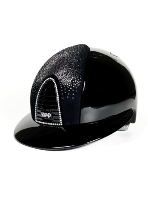 Шлем KEP CROMO 2.0 POLISH METAL BLACK BLACK SUEDE FRONT WITH SHADED SWAROVSKI SILVER