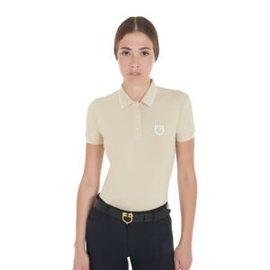 Поло EQUESTRO WOMEN'S SLIM FIT POLO SHIRT IN BREATHABLE FABRIC BEIGE