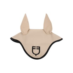 УШКИ EQUESTRO FLY VEIL IN TECHNICAL FABRIC WITH LOGO SAND-BLACK