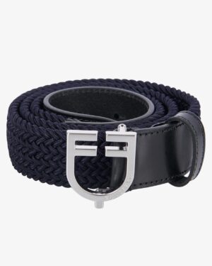 Ремень EQUESTRO LEATHER ELASTIC BELT WITH LOCKED BUCKLE SILVER-NAVY