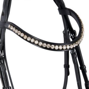 Налобник EQUESTRO WHITE CRYSTALS BLACK LEATHER