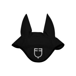 УШКИ EQUESTRO MESH FABRIC FLY VEIL WITH LOGO BLACK