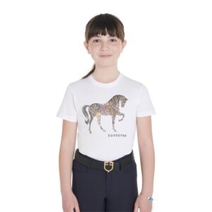 Футболка детская EQUESTRO T-SHIRT WITH FLORAL HORSE SILHOUETTE WHITE