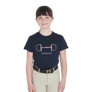 Футболка детская EQUESTRO KIDS' SLIM FIT T-SHIRT WITH SNAFFLE BIT NAVY