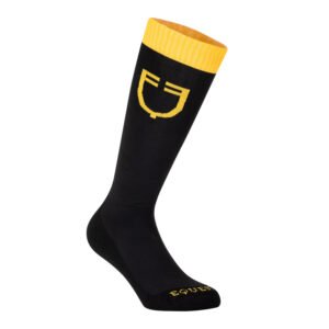 Гольфы EQUESTRO TECHNICAL SOCK WITH CONTRASTING LOGO BLACK-YELLOW
