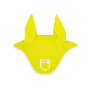УШКИ EQUESTRO FLY VEIL IN TECHNICAL FABRIC WITH LOGO LIME GREEN-WHITE