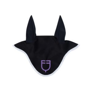 Ушки EQUESTRO FLY VEIL IN TECHNICAL FABRIC WITH MULTICOLOR LOGO BLACK-WHITE-PURPLE
