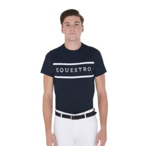 Футболка мужская EQUESTRO MEN'S SLIM FIT T-SHIRT WITH CONTRASTING LETTERING NAVY
