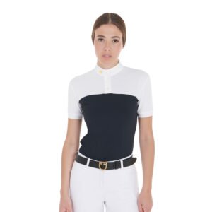 Топ стартовый EQUESTRO WOMEN'S SLIM FIT POLO SHIRT IN TECHNICAL FABRIC AND MESH NAVY