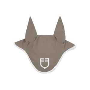 УШКИ EQUESTRO FLY VEIL IN TECHNICAL FABRIC WITH LOGO TERRA-WHITE