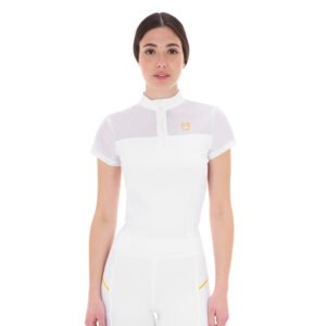 Топ EQUESTRO WOMEN'S TRAINING POLO SHIRT WITH MESH INSERTS WHITE