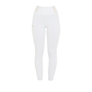 Детские леггинсы EQUESTRO GIRLS' SLIM FIT GRIP LEGGINGS WITH LOGO WHITE