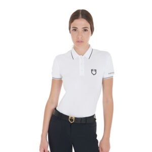 Поло EQUESTRO WOMEN'S SLIM FIT POLO SHIRT IN BREATHABLE FABRIC WHITE