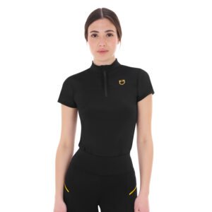 Топ EQUESTRO WOMEN'S TRAINING POLO SHIRT WITH MESH INSERTS BLACK