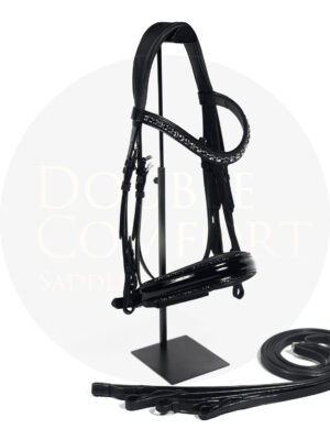 Оголовье Otto Schumacher Tokyo Black Patent Noseband Black Padding Curved Browband
