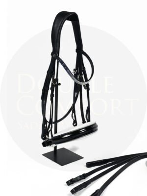 Оголовье Otto Schumacher Tokyo Black Patent Noseband White Padding Shading Rocks