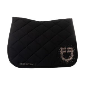 Выездковый вальтрап Equestro Dressage saddle pad with rhinestone logo Black