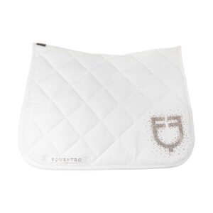 Выездковый вальтрап Equestro Dressage saddle pad with rhinestone logo White