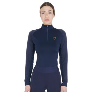 Топ Equestro Women's slim fit long sleeve base layer Navy-Red