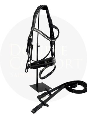 Уздечка трензельная Otto Schumacher Elegant Black Patent Noseband Black Padding Browband XL 8mm