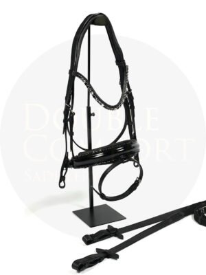 Уздечка трензельная Otto Schumacher Elegant Black Patent Noseband Black Padding Rivoli XS 8mm