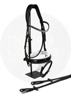Уздечка трензельная Otto Schumacher Tokyo Black Patent Noseband White Padding Crystal Rocks Browband