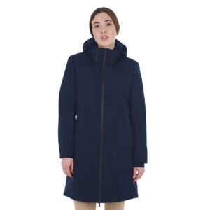 Пальто женское Equestro Women's waterproof and windproof long jacket Navy Blazer