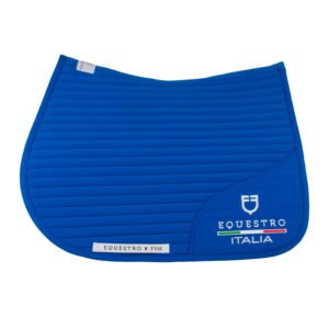 Конкурный вальтрап Equestro Jumping saddle pad with embroidered logo Equestro X FISE Azzurro Savoia
