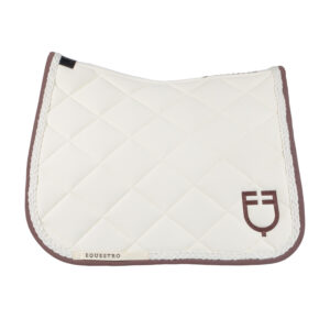 Выездковый вальтрап Equestro Braided cord dressage saddle pad Antique White-Marron