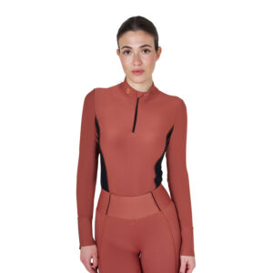 Топ с длинным рукавом EQUESTRO WOMEN'S LONG-SLEEVED TRAINING TECHNICAL POLO SHIRT REDWOOD