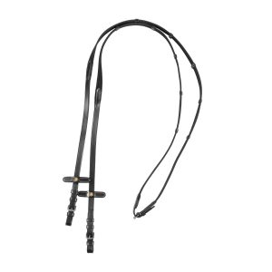 Поводья Equestro Sioux Leather Reins with Webbing Strap Black