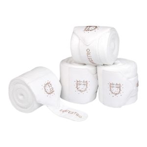 Флисовые бинты Equestro Fleece Bandages With Rhinestone Logo White