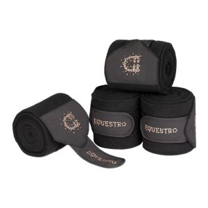 Флисовые бинты Equestro Fleece Bandages With Rhinestone Logo Black-Черный