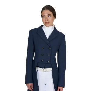 Фрак Equestro Womens tailocoat in technical fabric with rhinestones NAVY-Синий