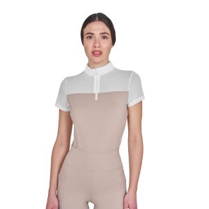 Топ EQUESTRO WOMEN'S TRAINING POLO SHIRT WITH MESH INSERTS OXFORD TAN